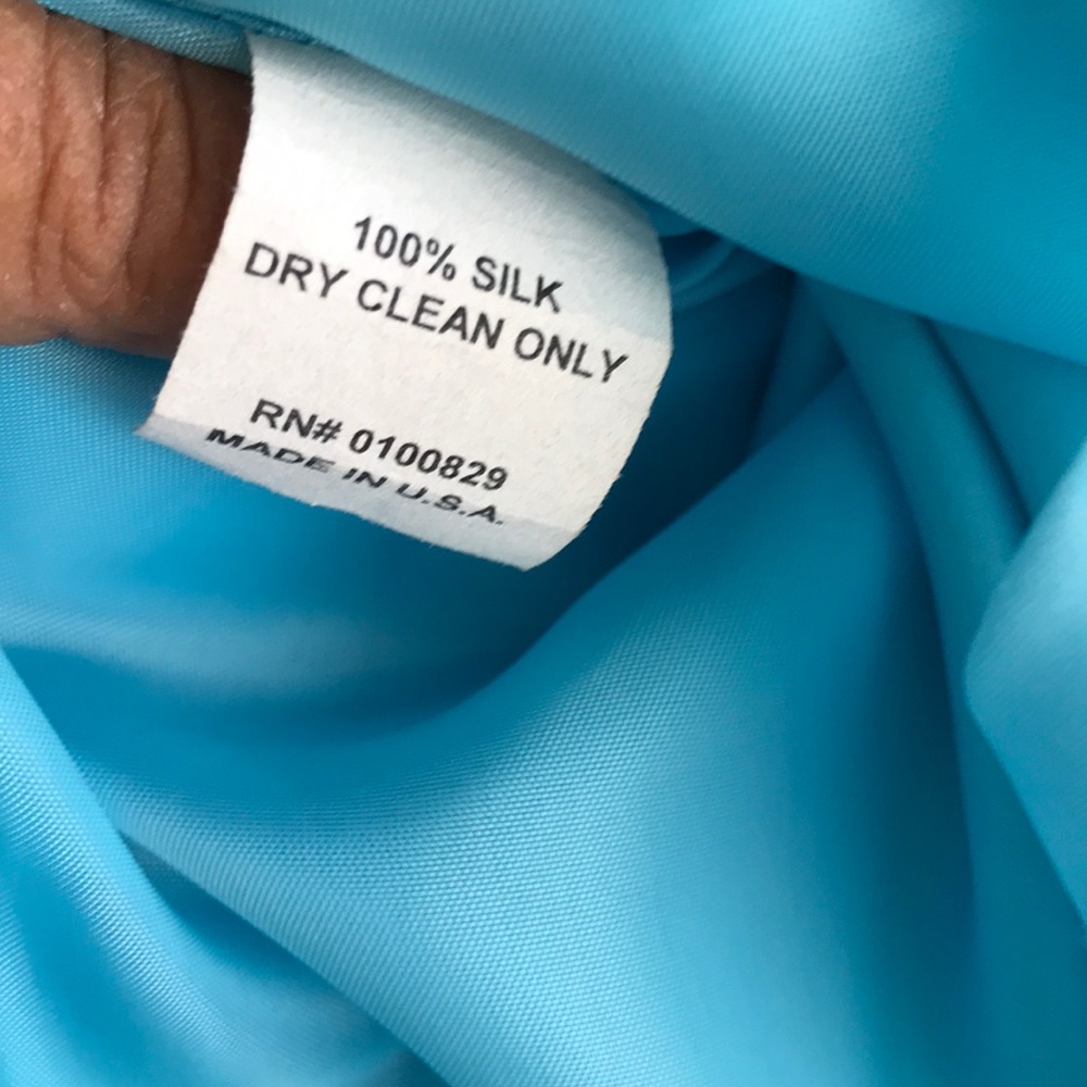Connie Roberson Tiffany Blue Silk Skirt Sz 12 - Picture 6 of 7